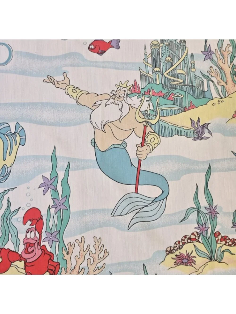 VTG 90s The Little Mermaid Sheet Set Twin Size Disney Ariel Fabric Material